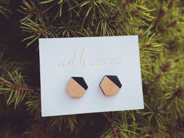 Geometric Hexagon Stud Earrings